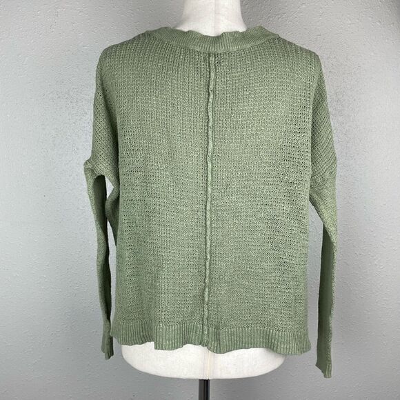 Aerie Green Oversized V-Neck Sweater Size XS EUC - Picture 4 of 6